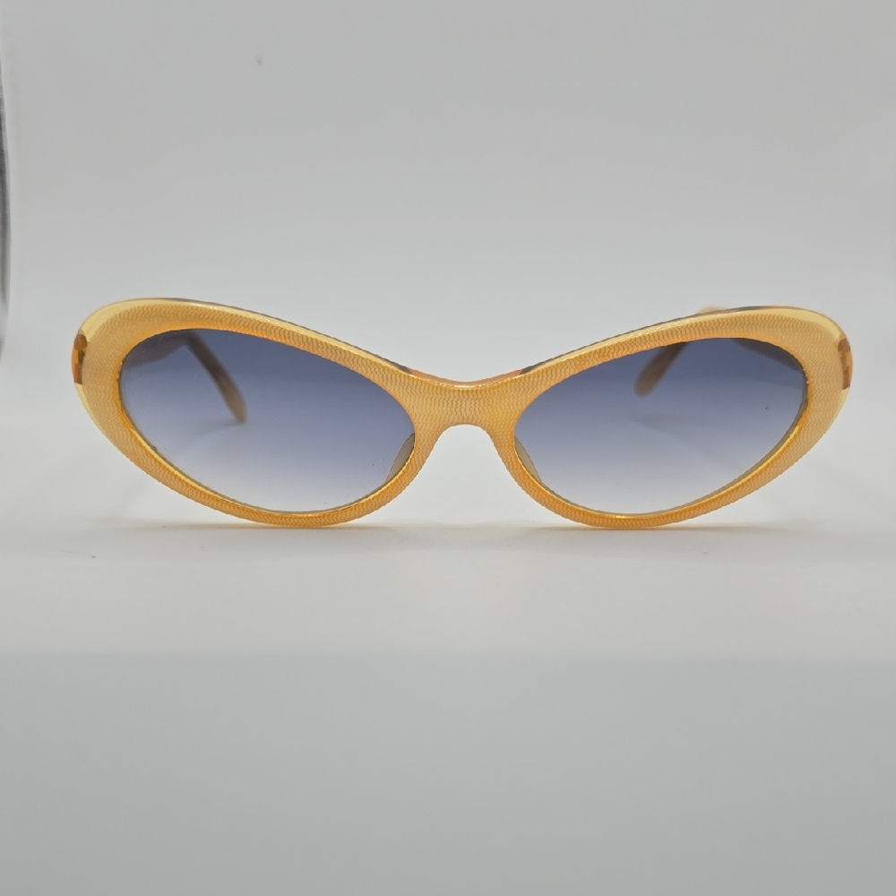Vintage Jean Lafont Paris Gold Frame Sunglasses Blue Lenses